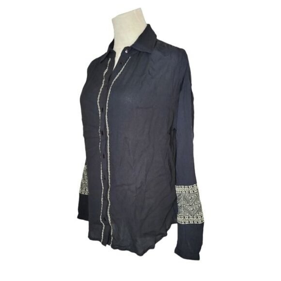 NWT Amuse Society Beach Vida Bling Jetset Woven Button Down Blouse Small - Picture 2 of 5